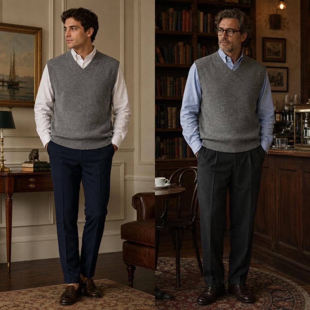 Club Room Lambswool Sweater Vest Men's XXL Gray V-Neck Preppy Grandpa Dad Fall